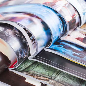 Perfect binding booklets on a table