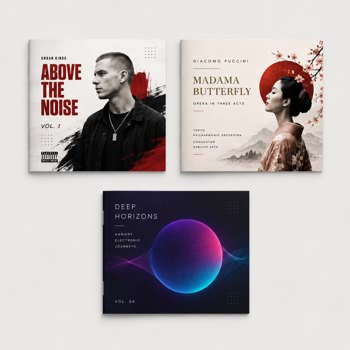 Three different genres music album booklets