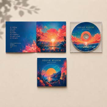 Sunset colorful design close and open CD inserts