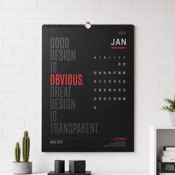 Black wall hanging calendar