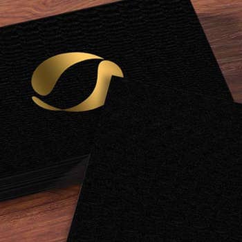 Black Card Stock With Golden Hot Foil Business Cards